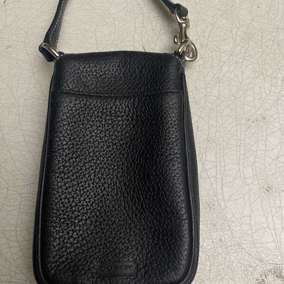 Coach Black Pebbled Leather Phone Case Crossbody - Picture 2 of 9
